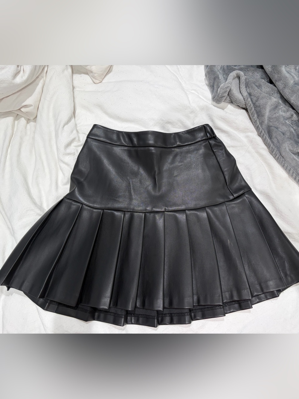 Bar III Black Faux Leather Pleated Skater Skirt